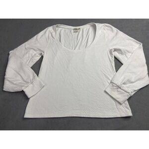 Faherty Shirt Womens Large‎ Textured Organic Cotton Top Puff Sleeve Cottagecore